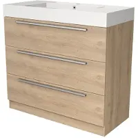 Maxaro Modulo Badkamermeubel met wastafel | 100 cm Lichtbruin eiken Vlak front Mineraalmarmer 3 lades staand