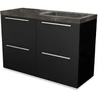 Maxaro Modulo Badkamermeubel met wastafel | 120 cm Mat zwart Vlak front Natuursteen 4 hoge lades