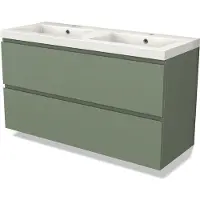 Maxaro Modulo Badkamermeubel met wastafel | 120 cm Saliegroen Greeploos front Mineraalmarmer 2 lades onder elkaar