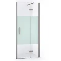 Maxaro Diamond Douchedeur | 80 cm Rvs Helder met matte strook Draaideur