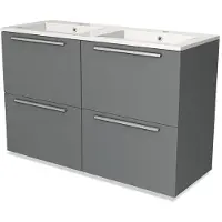 Maxaro Modulo Badkamermeubel met wastafel | 120 cm Middengrijs Vlak front Mineraalmarmer 4 hoge lades