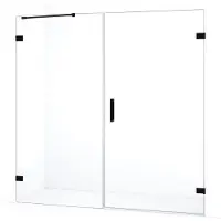 Maxaro Diamond Douchedeur | 185 cm Mat zwart Helder glas Draaideur | Douchedeur glas | Glazen Douchedeur | Nisdeur Douchewand