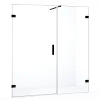 Maxaro Diamond Douchedeur | 165 cm Mat zwart Helder glas Draaideur | Douchedeur glas | Glazen Douchedeur | Nisdeur Douche