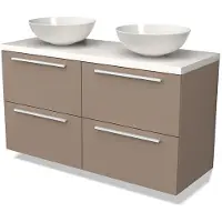 Maxaro Modulo Plato Badkamermeubel voor waskom | 120 cm Taupe Vlak front Hoogglans wit blad 4 lades