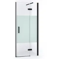 Maxaro Diamond Douchedeur | 80 cm Mat zwart Helder met matte strook Draaideur