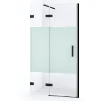 Maxaro Diamond Douchedeur | 90 cm Mat zwart Helder met matte strook Draaideur
