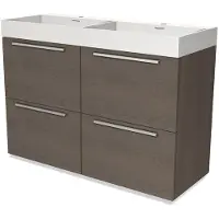 Maxaro Modulo Badkamermeubel met wastafel | 120 cm Donkerbruin eiken Vlak front Solid surface 4 hoge lades