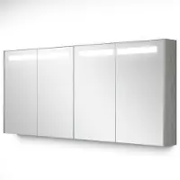 Maxaro Spiegelkast Met Verlichting Modulo 157,6x70cm Grijs Eiken Badkamer Spiegelkast | Spiegelkast Badkamer | Spiegelkast met Verlichting