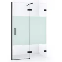 Maxaro Diamond Douchedeur | 120 cm Mat zwart Helder met matte strook Draaideur