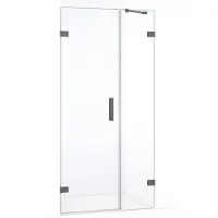 Maxaro Diamond Douchedeur | 85 cm Zwart metaal Helder glas Draaideur