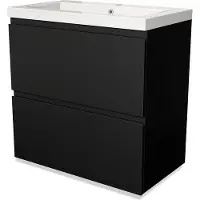 Maxaro Modulo Badkamermeubel met wastafel | 80 cm Mat zwart Greeploos front Mineraalmarmer 2 hoge lades onder elkaar