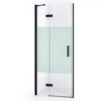 Maxaro Diamond Douchedeur | 80 cm Mat zwart Helder met matte strook Draaideur