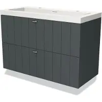 Maxaro Modulo Badkamermeubel met wastafel | 100 cm Donkergrijs Lamel front Solid surface 2 lades onder elkaar