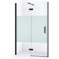 Maxaro Diamond Douchedeur | 120 cm Mat zwart Helder met matte strook Draaideur