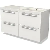 Maxaro Modulo Badkamermeubel met wastafel 120cm Mat wit vlak front 4 lades Mineraalmarmer | Badkamermeubel Wit | Wit Badmeubel | Wastafelmeubel Wit