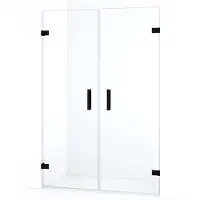 Maxaro Diamond Douchedeur | 135 cm Mat zwart Helder glas Draaideur | Douchedeur glas | Glazen Douchedeur | Nisdeur Douchewand