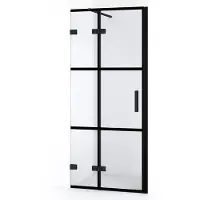 Maxaro Diamond Douchedeur | 80 cm Mat zwart Helder met 4 zwarte strepen Draaideur