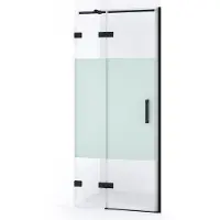 Maxaro Diamond Douchedeur | 80 cm Mat zwart Helder met matte strook Draaideur