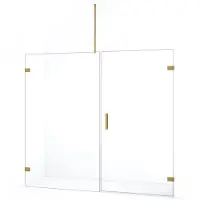 Maxaro Diamond Douchedeur | 195 cm Goud Helder glas Draaideur | Douchedeur glas | Glazen Douchedeur | Nisdeur Douchewand