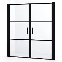 Maxaro Diamond Douchedeur | 150 cm Mat zwart Helder met 4 zwarte strepen Pendeldeur