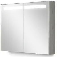 Maxaro Spiegelkast Met Verlichting Modulo 90x70cm Grijs Eiken Spiegelkast Badkamer | Spiegelkast met Verlichting
