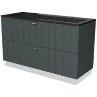 Maxaro Modulo Badkamermeubel met wastafel | 120 cm Donkergrijs Lamel front Quartz 2 lades onder elkaar