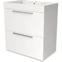 Maxaro Modulo Badkamermeubel met wastafel | 80 cm Mat wit Vlak front Mineraalmarmer 2 hoge lades onder elkaar