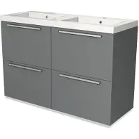 Maxaro Modulo Badkamermeubel met wastafel | 120 cm Middengrijs Vlak front Mineraalmarmer 4 hoge lades