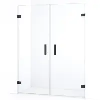 Maxaro Diamond Douchedeur | 155 cm Zwart chroom Helder glas Draaideur