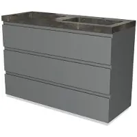 Maxaro Modulo Badkamermeubel met wastafel | 120 cm Middengrijs Greeploos front Natuursteen 3 lades