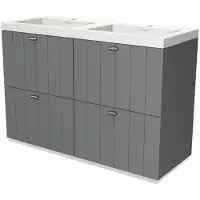 Maxaro Modulo Badkamermeubel met wastafel | 120 cm Middengrijs Lamel front Solid surface 4 hoge lades