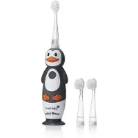 Brush-Baby Elektrisch Oplaadbare Kindertandenborstel Wildones Percy de Penguin 0-10 Jaar 3 opzetborstels 2 poetsstanden Timer&Pulse Disco licht Zuignapvoet