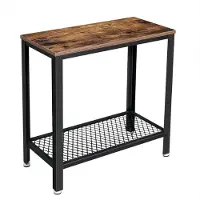 Parya - Rechthoekige Bijzettafel - Inclusief Roosterplank - Ijzeren Frame - Vintage - Donkerbruin