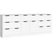 vidaXL 3-delige Dressoirs bewerkt hout wit