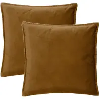 Atmosphera Bank/sierkussens huiskamer Sophia - 2x - 55 x 55 cm - Goud/bruin - polyester - met rits - Sierkussens