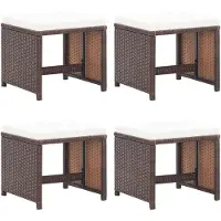 vidaXL Tuinkrukken 4 st met kussens poly rattan bruin
