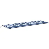 vidaXL Tuinbankkussen gestreept 200x50x7 cm stof wit en blauw