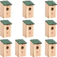 vidaXL Vogelhuisjes 10 st 12x12x22 cm massief vurenhout