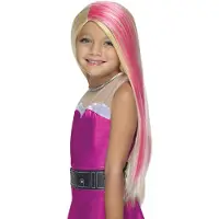 Barbie glitter pruik voor kinderen