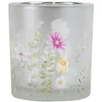Mars & More windlicht wilde bloemen vlinder wit small 8cm