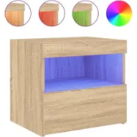 vidaXL Nachtkastje met LED-verlichting 50x40x45 cm sonoma eikenkleurig