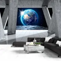 Karo-art 245cm X 175cm - Zelfklevend fotobehang - Uitzicht van de maan , Premium Print
