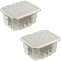 Sunware Kerstballen opbergbox - 2x - zilver - 45 kerstballen - 24 liter - kunststof - opbergen - opruimen