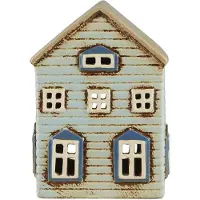 Ib Laursen - Keramieken Huisje - waxinelichthouder - lichtblauw - Thorshavn serie