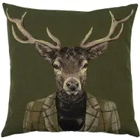 Newport gobelin kussen groen hert coltrui 45x45cm