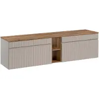 Comad Iconic Cashmere badkamermeubel 180cm met open kast en toppaneel taupe