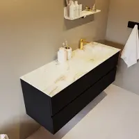 Mondiaz Vica DLux badmeubel 130cm urban 4 lades met wastafel frappe rechts 1 kraangat