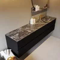 Mondiaz Vica DLux badmeubel 200cm urban 4 lades met wastafel lava rechts 1 kraangat