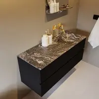 Mondiaz Vica DLux badmeubel 120cm urban 4 lades met wastafel lava rechts zonder kraangat