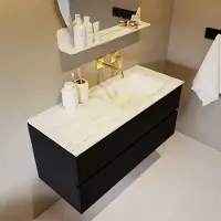 Mondiaz Vica DLux badmeubel 110cm urban 2 lades met wastafel opalo rechts zonder kraangat